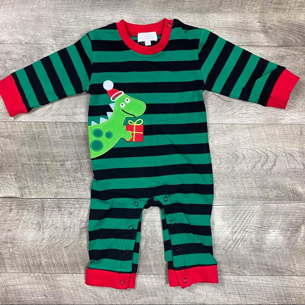 Baby boys Santa Dinosaur Appliqué romper